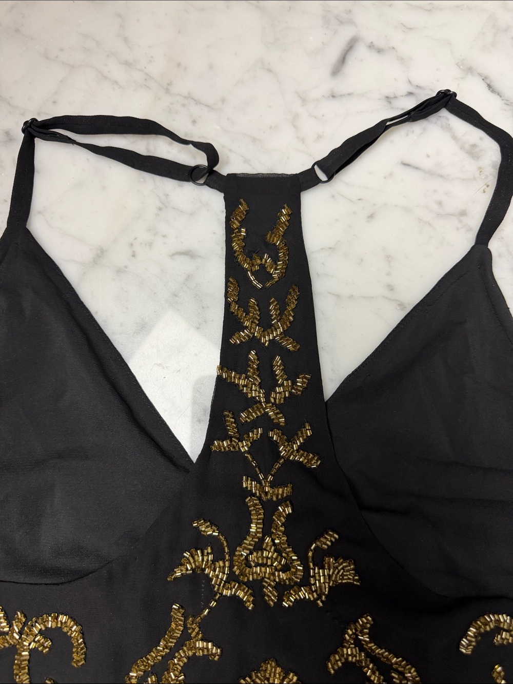 Alice+ Olivia top tank embroidered sequin gold Size XS - Picture 4 of 10